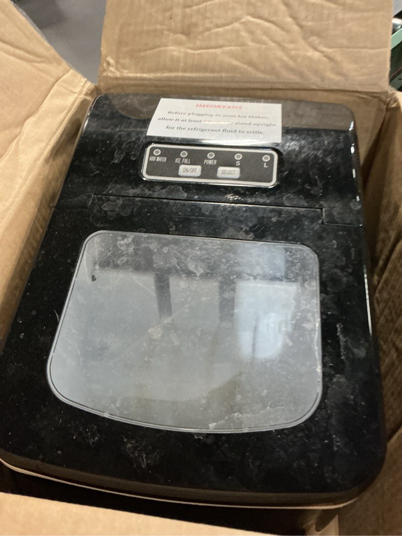 Condition photo showing As Is for Nugget Ice Maker Countertop, Silonn Chewable Pellet Ice Machine with Self-Cleanin Function, 33lbs/24H Portable Ice Makers for Home Kitchen Officce, Black Black-transparent 33lbs