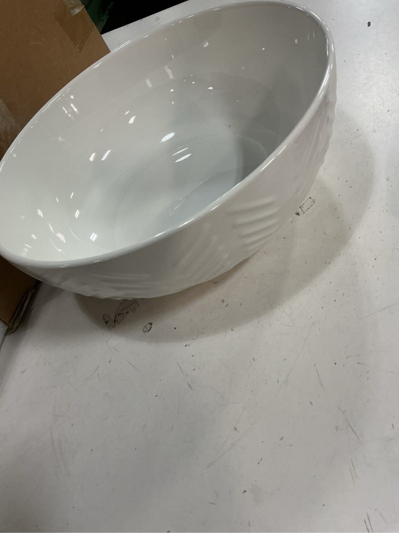 Condition photo showing Good Condition for happy kit serving bowls, 130 oz(11") extra large salad bowls set of 2, porcelain white mixing bowls for salad, soup, pasta and dinner, large ceramic bowl set for entertaining