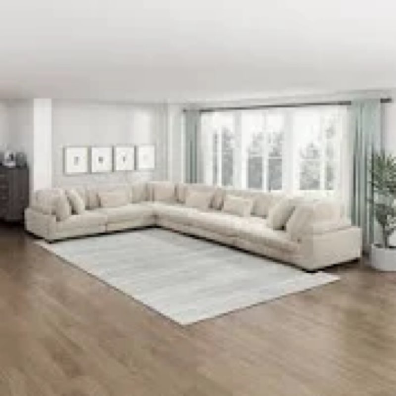 (INCOMPLETE)Brinsley 6 Piece 180\" Modern Corduroy Track Arm Modular Sectional Sofa Body Fabric: Beige Corduroy