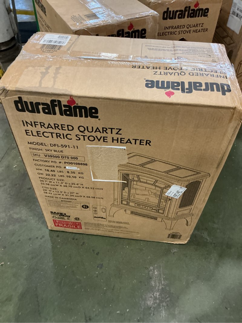 Condition photo showing New/Like New for duraflame Infrared Quartz Electric Stove Heater - DFI-591-11 - Sky Blue
