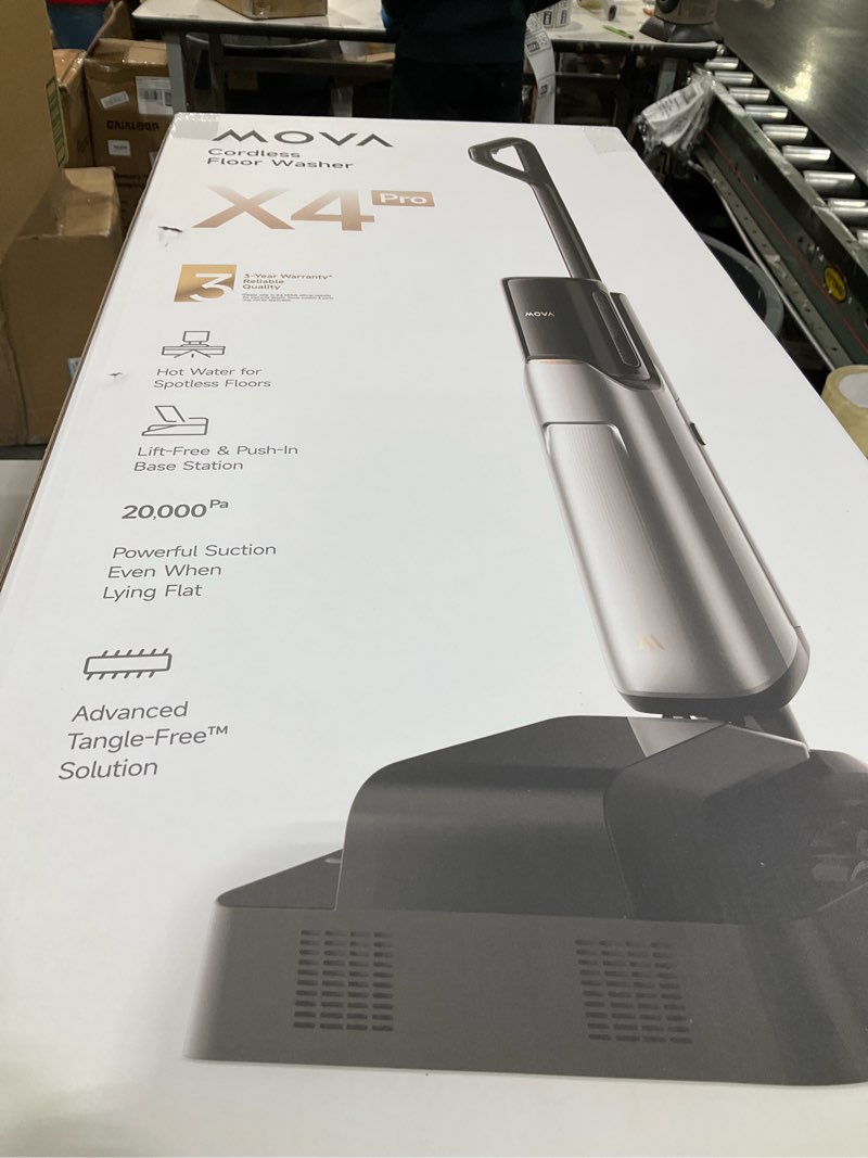 Condition photo showing Good Condition for mova x4 pro wet dry vacuum cleaner, 20000pa cordless vacuum mop with zero tangle, hot water mopping for sticky messes,194? hot air self drying, 180° lie flat, push-in charging station, led display