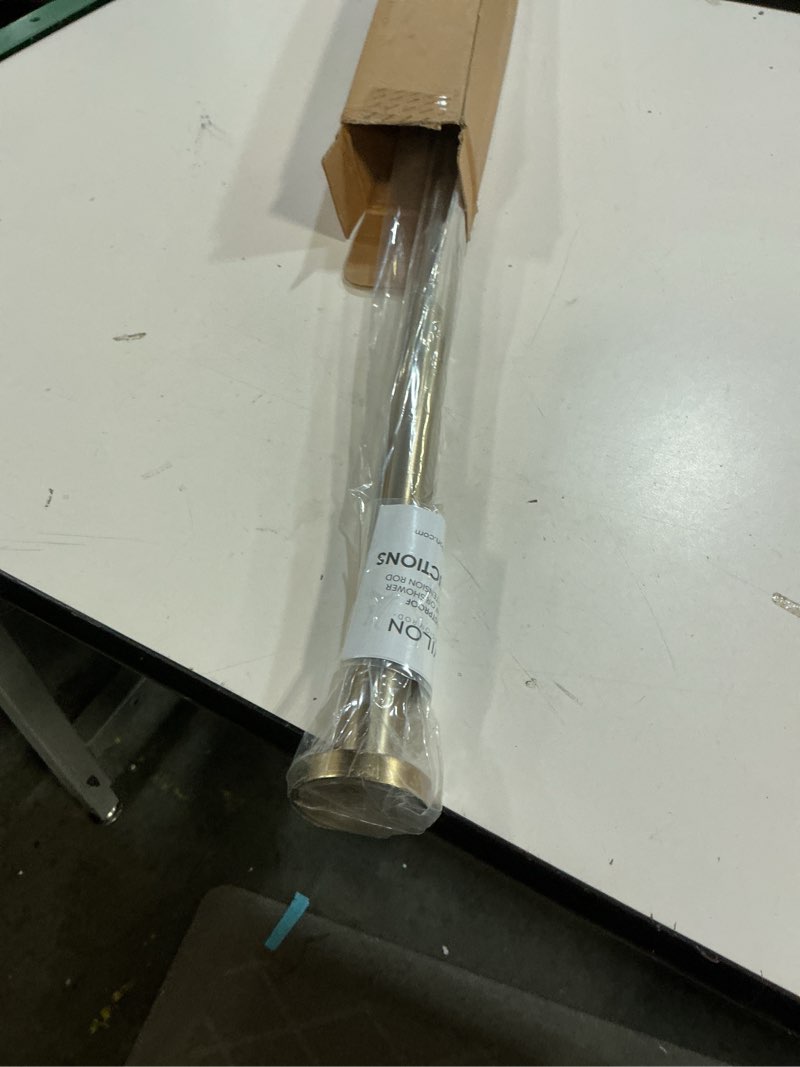 Condition photo showing Good Condition for ivilon shower tension curtain rod - adjustable spring tension rod for shower curtains, bathroom, or windows, easy to install, no drilling required, rustproof, adjustable 54 to 90 inch warm gold 54" to 90" warm gold