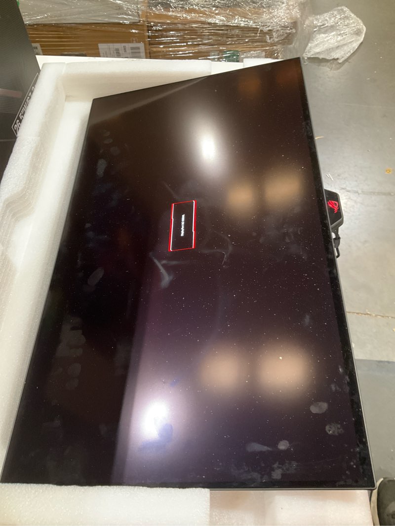 Condition photo showing As Is for asus rog swift oled 27” 1440p gaming monitor (pg27aqdp) - woled, qhd, 480hz, 0.03ms, g-sync compatible, custom heatsink, ai assistant, displayhdr400 true black, 99% dci-p3, true 10-bit, displaywidget 27" oled qhd 0.03ms 480hz g-sync true 10-bit