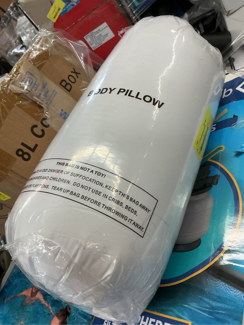 Condition photo showing New/Like New for mainstays body pillow - 20"x 54", white, microfiber, hypoallergenic