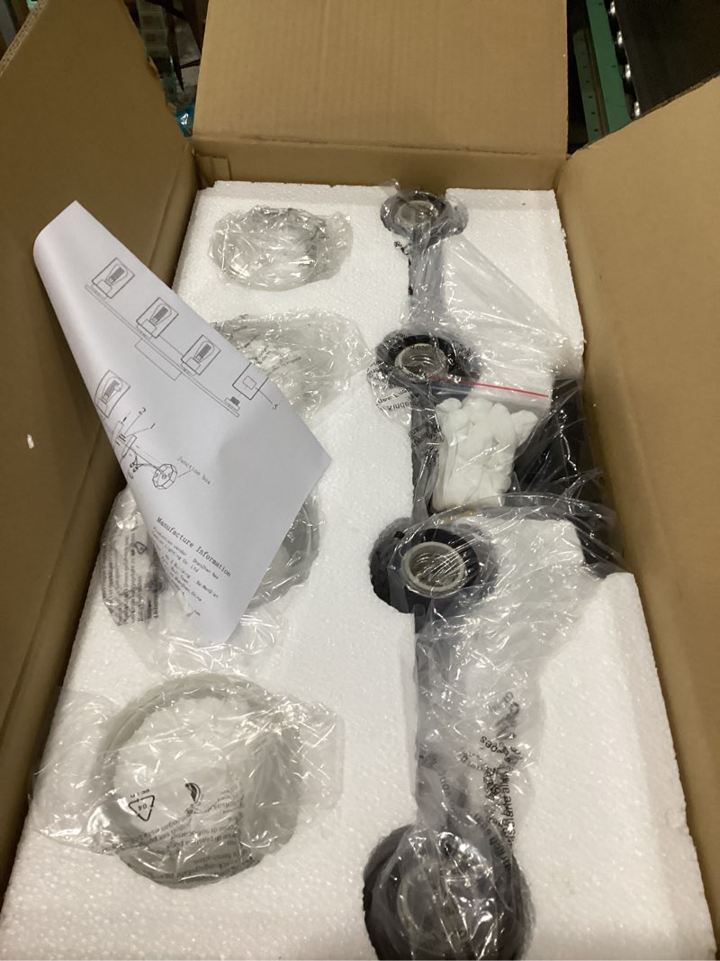 Condition photo showing New/Like New for 4 light bathroom vanity light fixtures, matte black modern wall lights with clear glass shade, vintage wall sconce lighting for living room, mirror, bedroom, hallway (black, 4-lights) 4 lights black