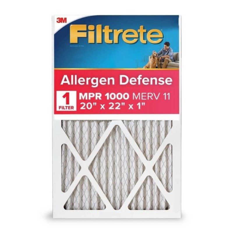filtrete 20x22x1 allergen defense air filter 1000 mpr: merv 11, electrostatic, captures dust & pollen, 3-month use 4 pack