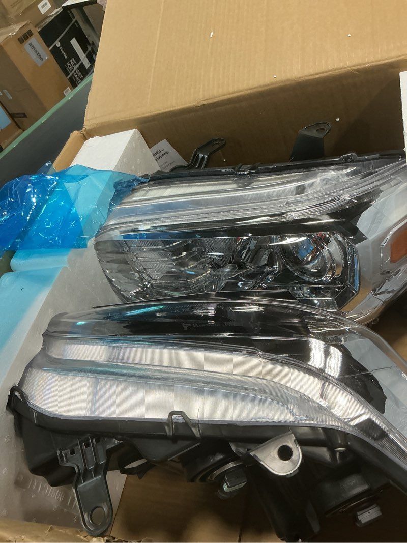 Condition photo showing Good Condition for headlights assembly for 2016-2023 toyota tacoma (fits models w/o factory led drl only) headlamp replacement driver & passenger side chrome | with high & low beam bulbs oe replacement