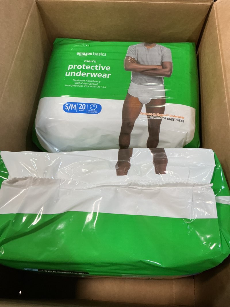 Condition photo showing New/Like New for Amazon Basics Incontinence Underwear for Men, Maximum Absorbency, Small/Medium, 40 Count (2 Pack) Small/Medium 40 count 