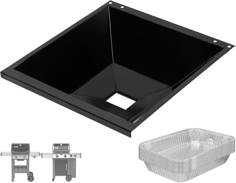 66035 Drip Pan w/ 6415 Aluminum Foil Grease Tray Liners for Weber GS4 Genesis II 200 SER, for Weber Genesis II E/S 210/240 (2017 & Newer),Genesis II LX E240, S240 Parts Grill Grease Tray Replacement