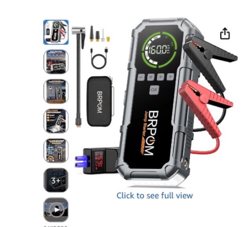 8000a 160psi jump starter with air compressor, 12v car battery jump starter power bank(all gas/12l d