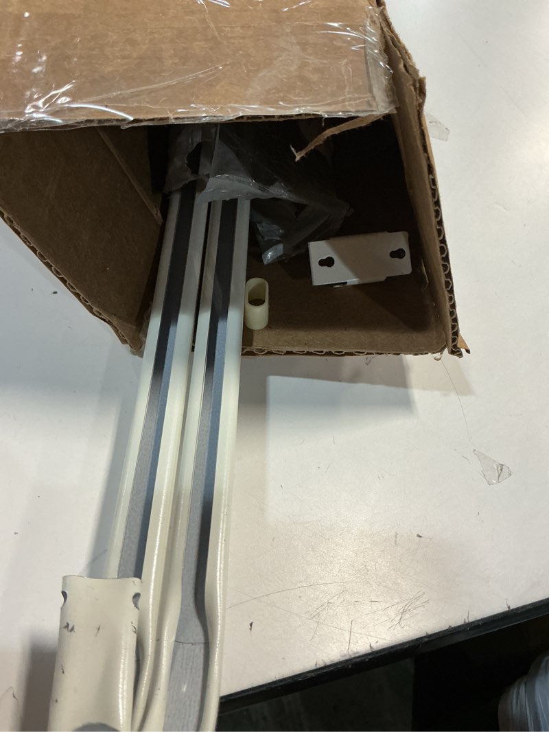 Condition photo showing As Is for Amazing Drapery Hardware Adjustable Double Curtain Rod with 2.5 and 3.5 Inch Projection - 48-86 Inches, White Finish, Includes Mounting Hardware - 1 Pack 48-86 inch, 1 pack