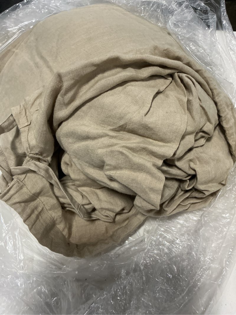 Condition photo showing As Is for european linen sheet set, queen, toffee