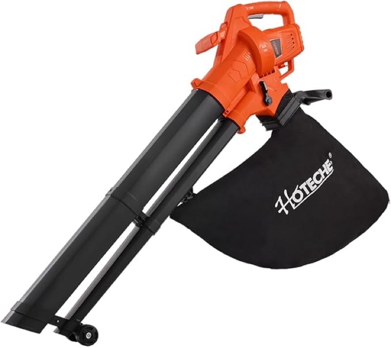 Hoteche 3-in-1 Electric Leaf Vac & Leaf Blower 3000 Watts High-Speed Leaf Blower with Shredder and 35L Collection Bag for Patios, Lawn, Driveways