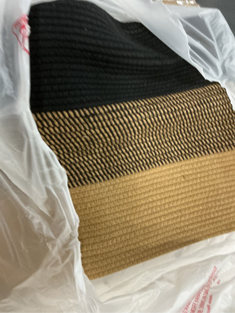 Condition photo showing Good Condition for KAKAMAY Large Blanket Basket (18"x18"x16"),Woven Baby Laundry Hamper for Storage, Cotton Rope Blankets Baskets for Nursery, Laundry, Living Room, Pillows, Baby Toy Chest with Handles (Black)