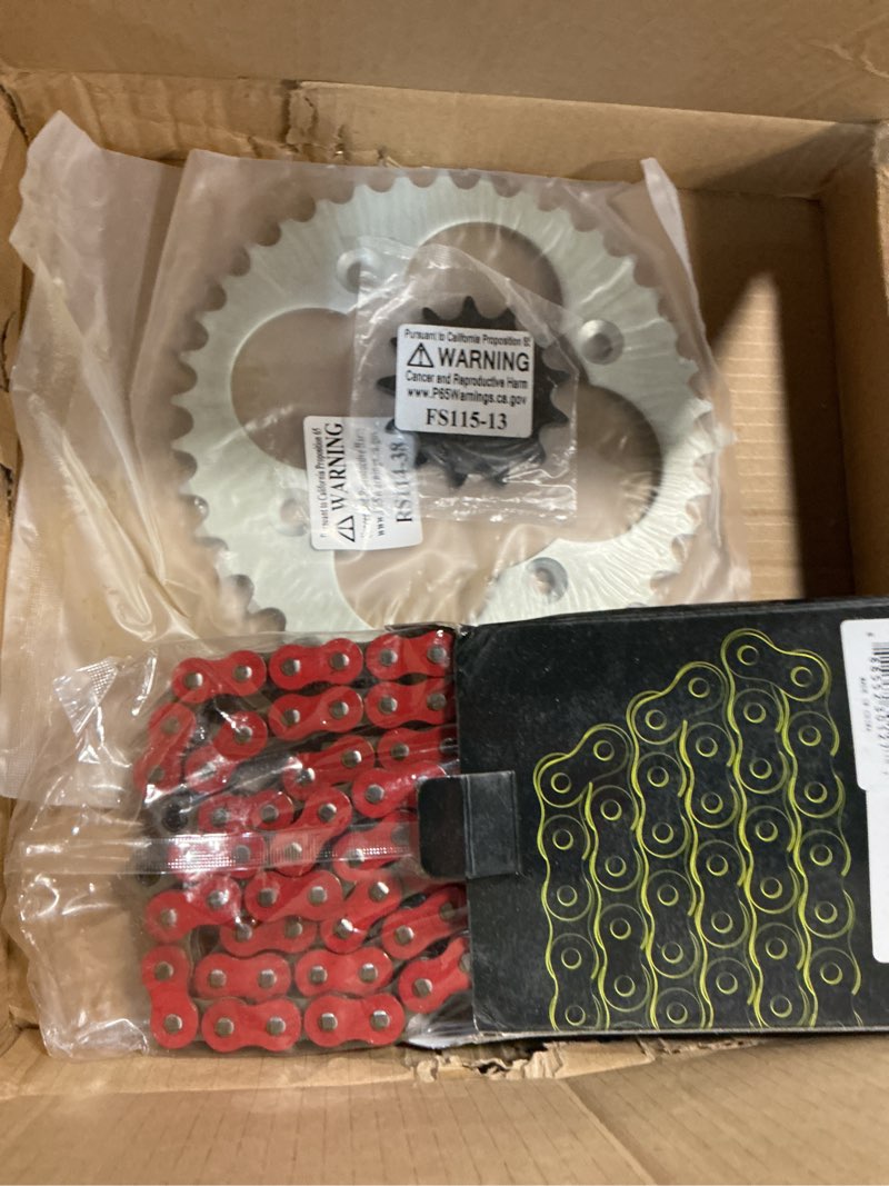 Condition photo showing New/Like New for Caltric Red O-Ring Drive Chain & Sprockets Kit Compatible with Honda Fourtrax TRX250X TRX250R 1987-1992 / TRX300X TRX300EX 1993-2009 40530-HC0-005 41201-HC0-000 23801-HB5-000