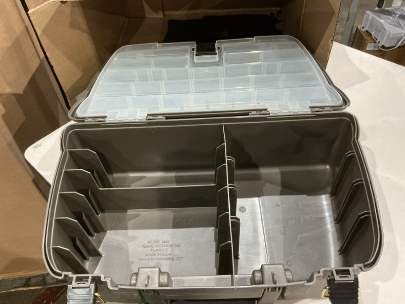 Condition photo showing Good Condition for plano 1444 magnum guide series tackle box graphite/smoke, one size