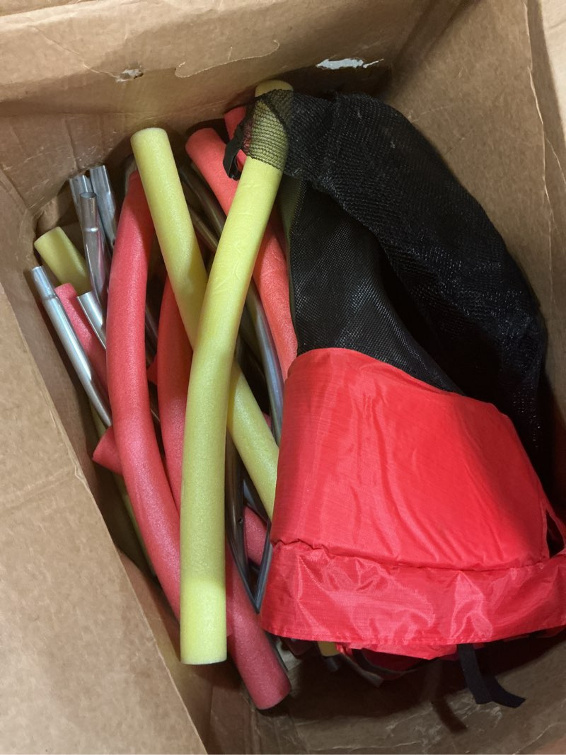 Condition photo showing As Is for 72" Trampoline for Kids with Net,6 FT Indoor & Outdoor Small Toddler Trampoline with Basketball Hoop & Dart Board for Ages 1-8, Birthday Gifts for Boys & Girls, Baby Toddler Christmas Toys Orange