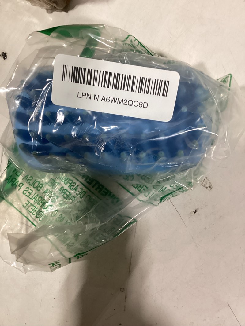 Condition photo showing As Is for pet silicone shampoo brush for long & short hair medium large pets dogs cats, anti-skid rubber dog cat pet mouse grooming shower bath brush massage comb (blue (new))