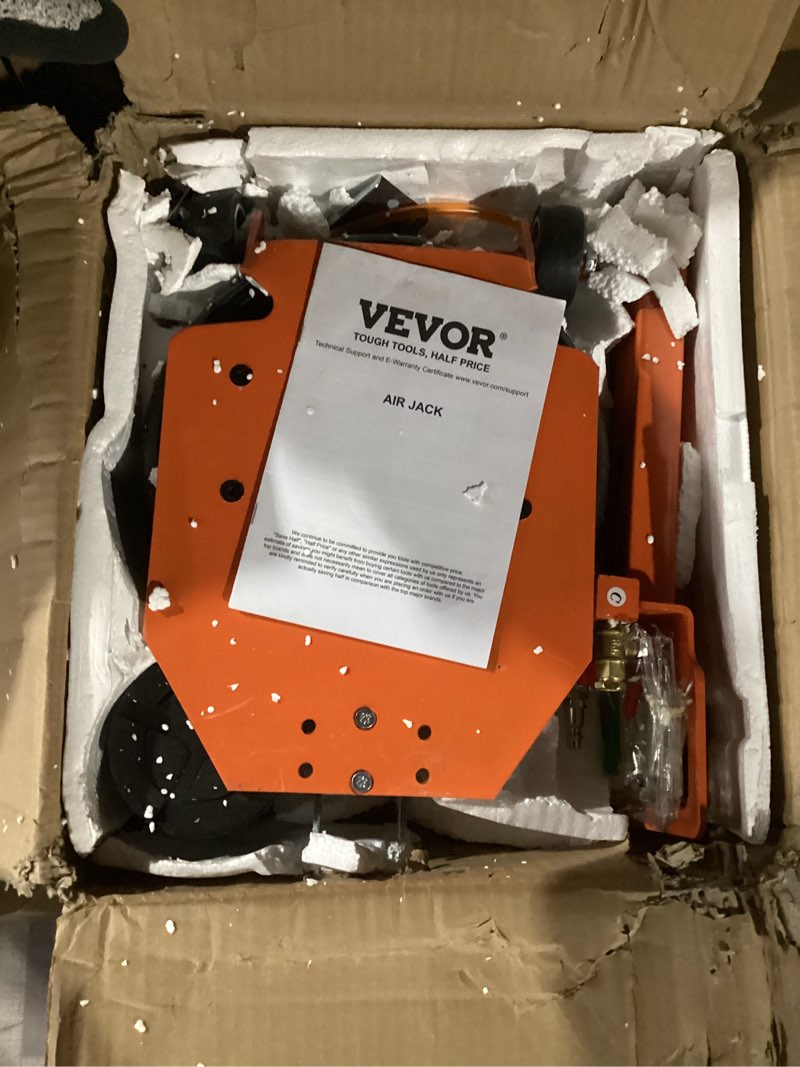 Condition photo showing New/Like New for VEVOR Air Jack, 5 Ton/11000 lbs, 4-10 S Pneumatic Lifting Jack with Heightened Column & Adjustable Handle, Easy-to-Lift & Space-Saving Jack with Thick Rubber Pad, Fits for Sedan, SUV, Pickup Truck