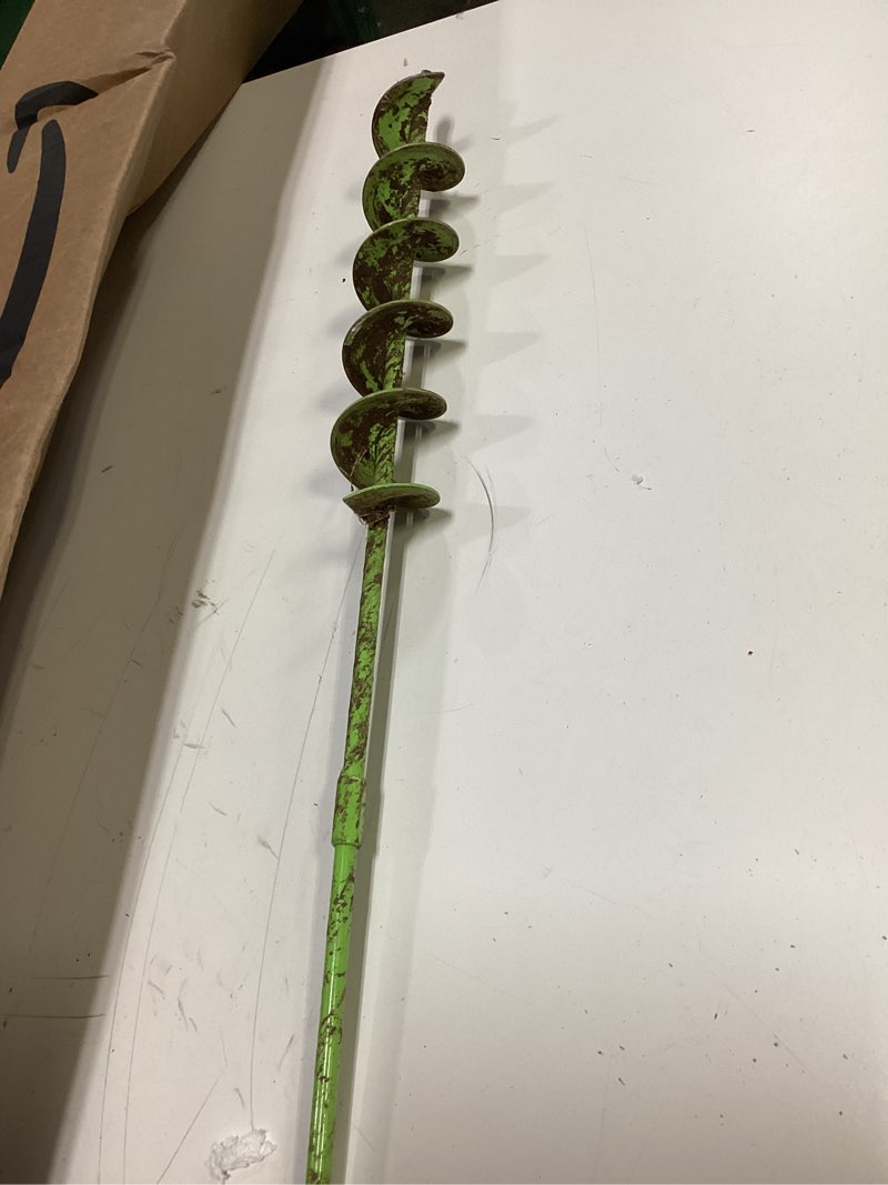 Condition photo showing As Is for 32" x 2" upgraded elongated auger drill bit- no need to squat post hole digger,100% solid barrel extended length intensive blades heavy duty green auger drill bit for planting for 3/8" hex drive drill