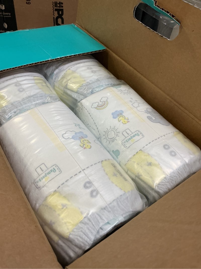 Condition photo showing Good Condition for pampers swaddlers diapers, size 1 (8-14 lbs), 164 count, absorbent, keeps baby dry and comfortable, skin safe disposable baby diaper size 1 164