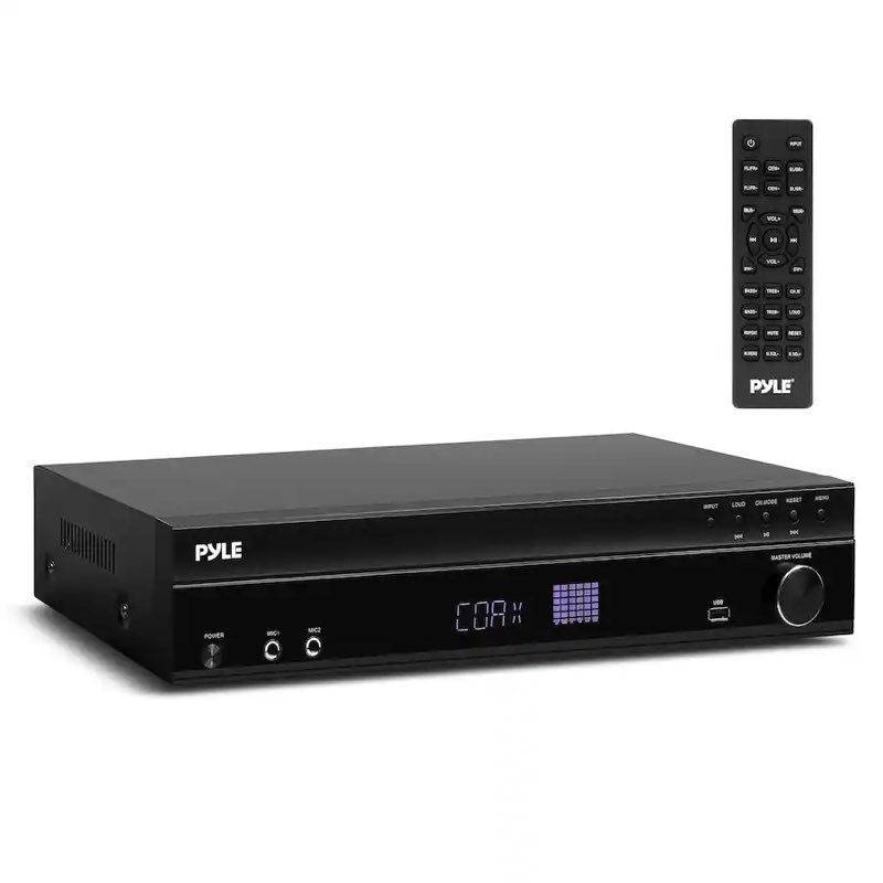 pyle 5.2 channel bluetooth home theater amplifier, 240 watts peak power, microphone input with echo 