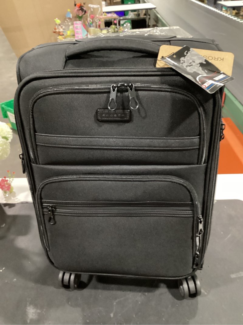 Condition photo showing New/Like New for kroser softside expandable carry on luggage with front business pockets?20 inch suitcases with spinner wheels & built-in tsa lock, durable suitcase rolling luggage with usb port, black