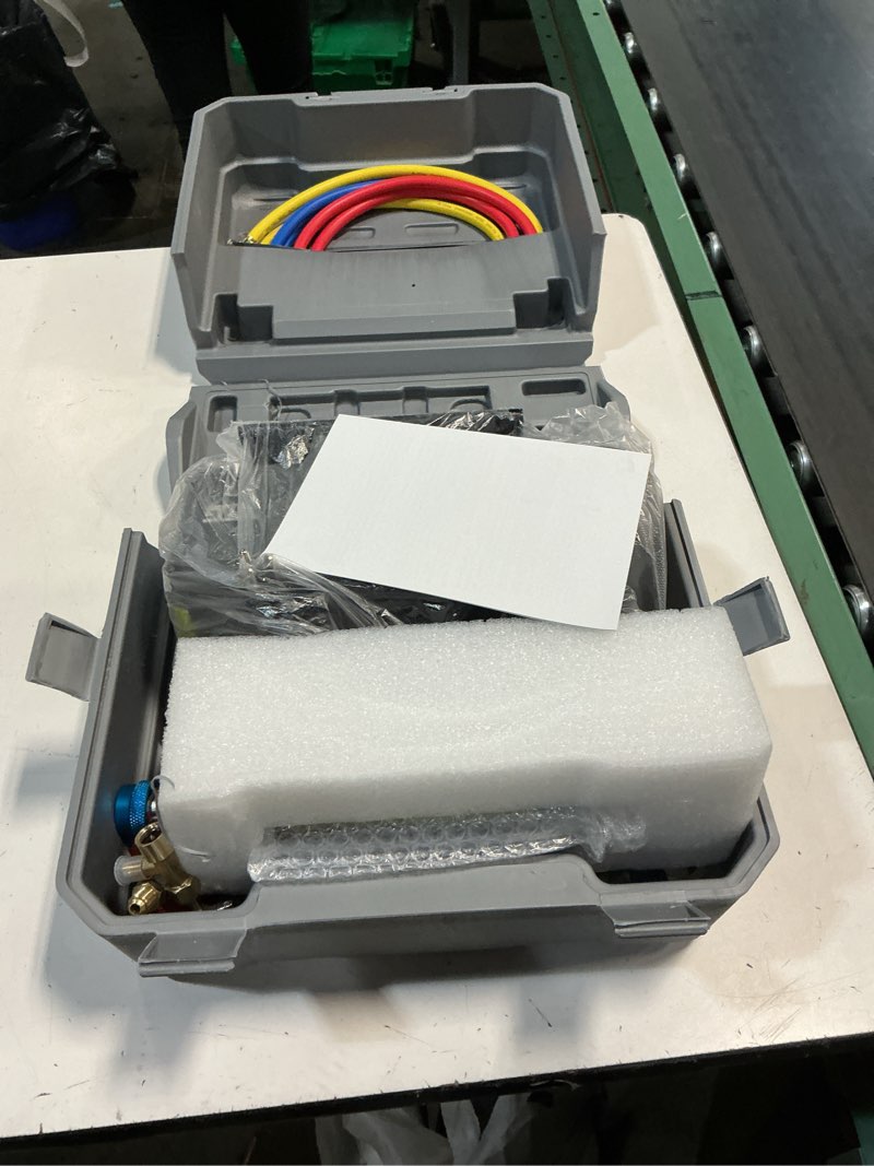Condition photo showing Good Condition for vtg vogten 4.5 cfm ac vacuum pump and gauge set,for mini split/hvac/auto systems,manifold gauge kit fits r134a r22 r410a r404a,with leak detector,upgraded trifold storage case,3 hoses,r134a can tap 4.5 cfm&3 way(r134a r22 r410a r404a compatible)