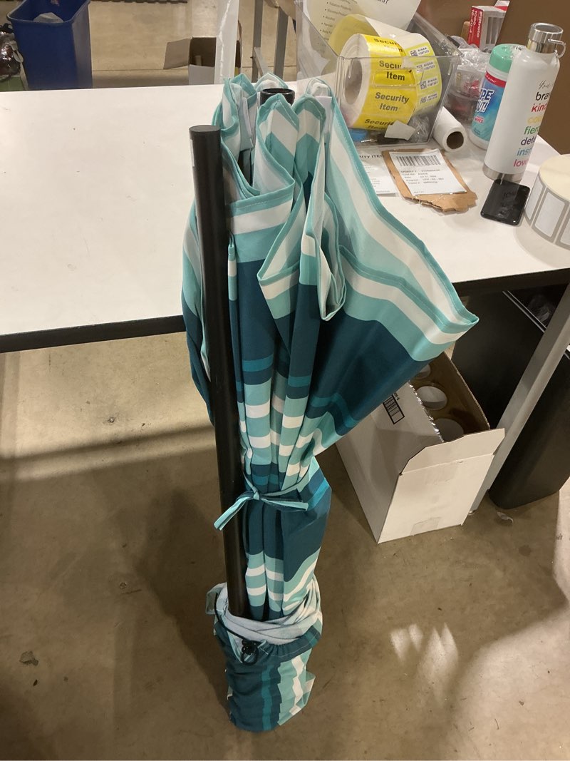 Condition photo showing Good Condition for style selections 7.5-ft steel blue push-button tilt market patio umbrella