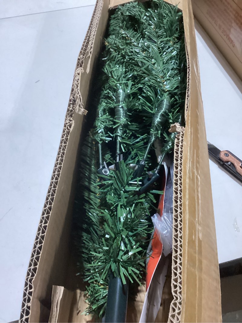 Condition photo showing As Is for TURNMEON 5 Ft Pencil Christmas Tree with Thick 550 Tips, Metal Stand, Hinged Premium Realistic Spruce Green Branch Artificial Xmas Slim Tree Decor Home Indoor Outdoor Party