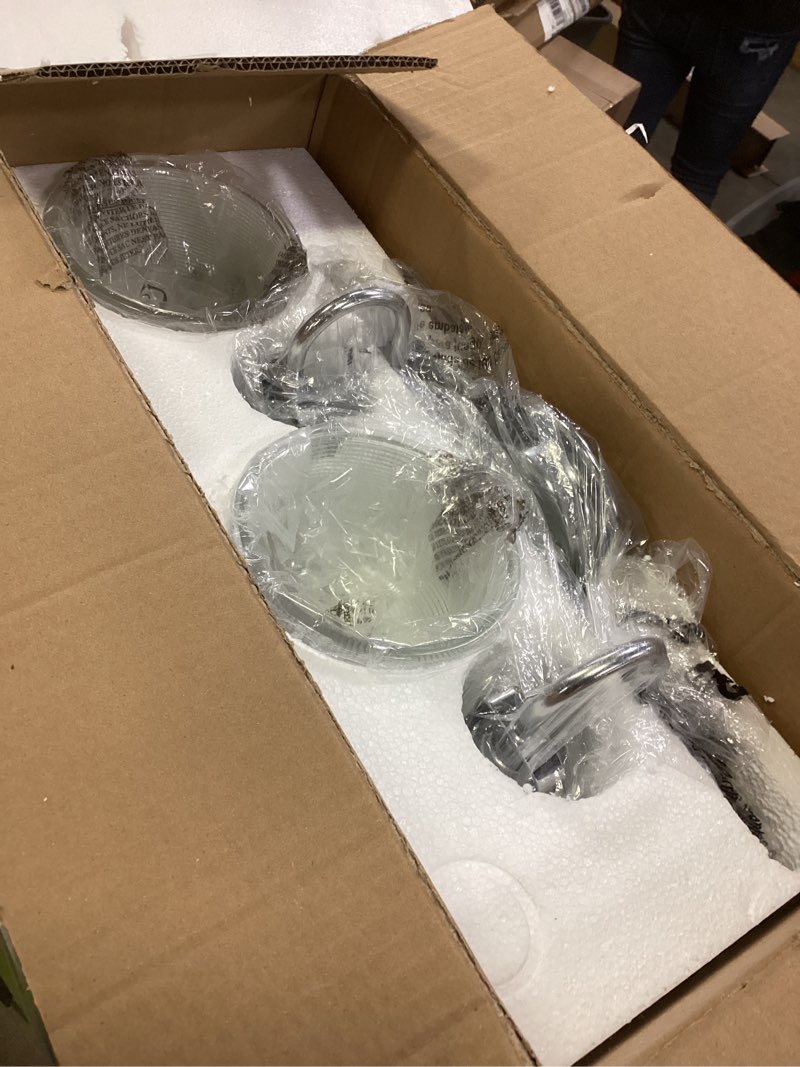 Condition photo showing Good Condition for Archie Collection 2-Light Clear Double Prismatic Glass Coastal Bath Vanity Light Polished Chrome Polished Chrome 2-Light