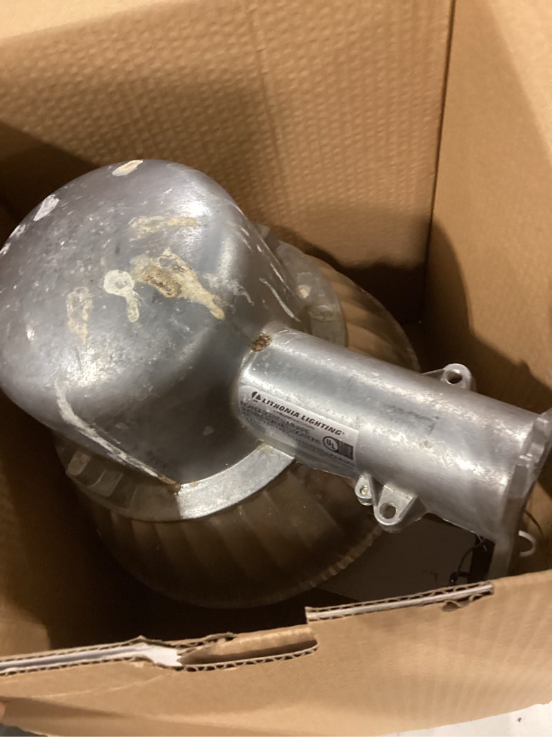 Condition photo showing As Is for oals10 35-watt led silver dusk to dawn area light