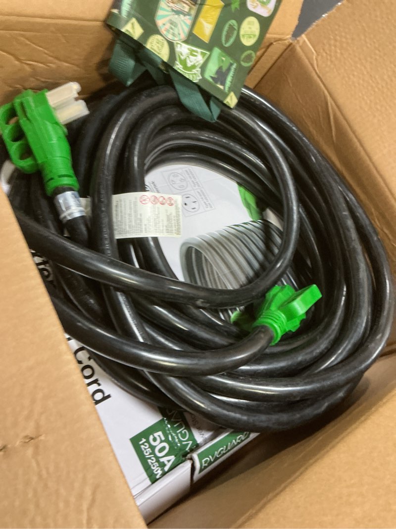 Condition photo showing Good Condition for RVGUARD 50 Amp 50 Foot RV/EV Extension Cord, NEMA 14-50P/R Heavy Duty Extension Cord with LED Power Indicator and Cord Organizer, Green, ETL Listed
