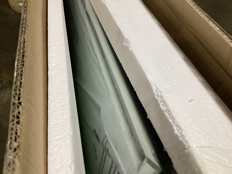 Condition photo showing New/Like New for 32" X 47" Large Bathroom Wall Mirror with Glass Pieces and Beveled Edge, Elegant Decorative Mirror for Wall Decor Living Room, Dining Room, Fireplace, Hang Horizontally or Vertically 47"L x 32"W