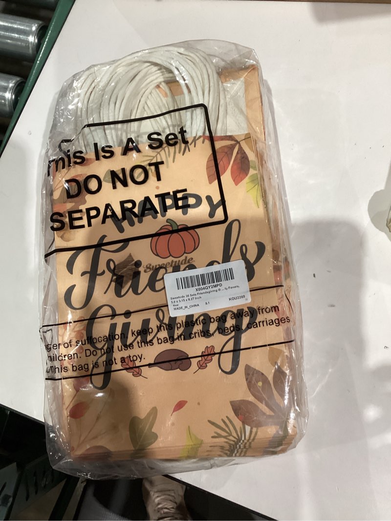 Condition photo showing New/Like New for Sweetude 36 Sets Friendsgiving Gift Bags Happy Thanksgiving Party Favors Paper Bags with Handle and Tissue Pumpkin Goodie Treat Gift Containers for Fall Holiday Party Supplies, 5.9 x 3.15 x 8.27 Inch