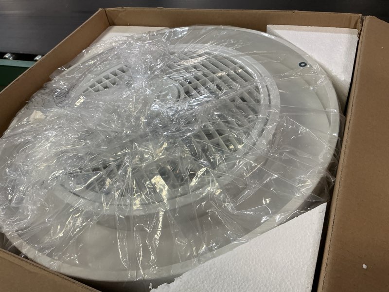 Condition photo showing As Is for lediary 20 inch low profile ceiling fan with light, led bladeless ceiling fans, remote control enclosed flush mount ceiling fan with timming, 3000-6000k, 6 wind speed, 3000lm, 57w-white 20 inch white