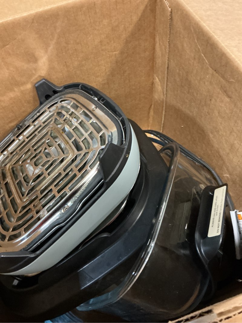 Condition photo showing As Is for ninja crispi 4-in-1 glass air fryer | with non-toxic 4qt & 6-cup glass containers & lids | microwave, freezer, dishwasher safe | 450°f max temp |1500 watt | green | fn101sg sage
