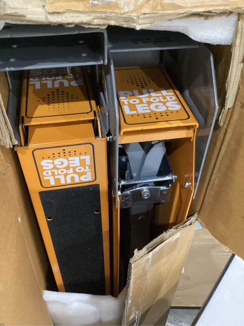 Condition photo showing Good Condition for bora speedhorse saw horses 2 pack, heavy duty folding saw horses 2 pack metal top for 2x4, heavy duty pro saw horse for woodworking, carpenters, contractors, pm-4500t pm-4500t sawhorse