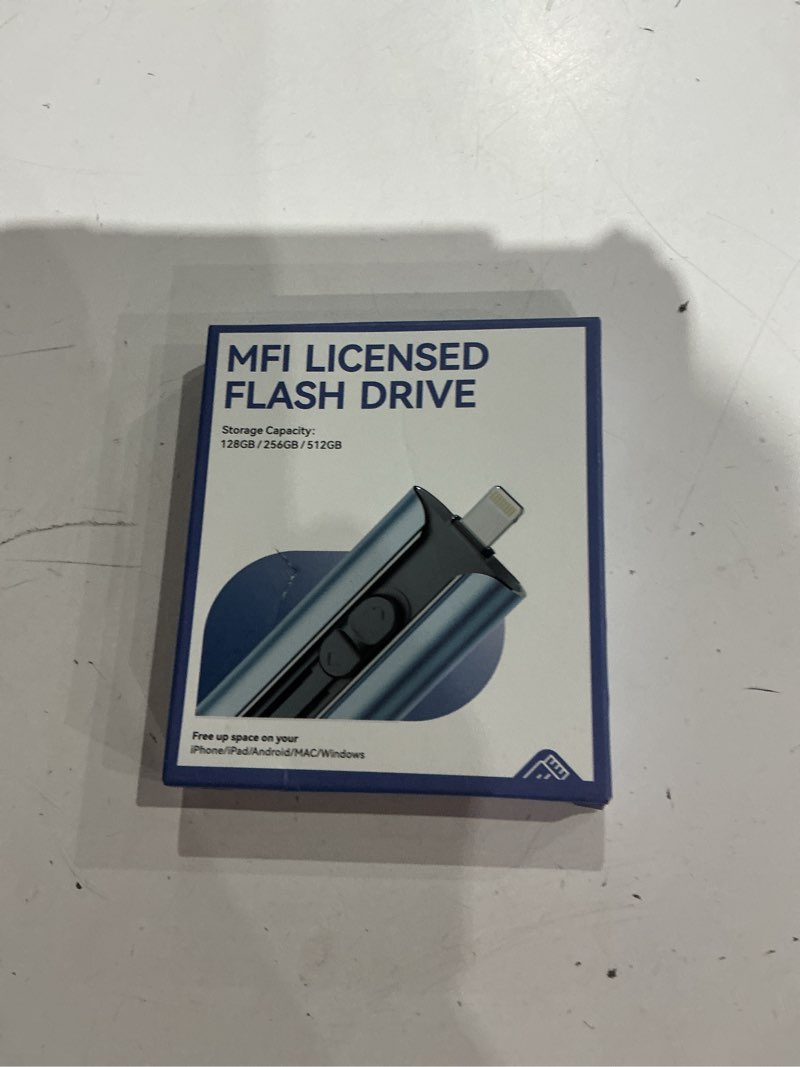 Condition photo showing Good Condition for mfi certified flash drive 256gb for iphone thumb drive photo stick, high speed usb memory stick iphone flash drive for photos videos, external storage jump drive for iphone/ipad/android/pc (blue) 256gb light blue