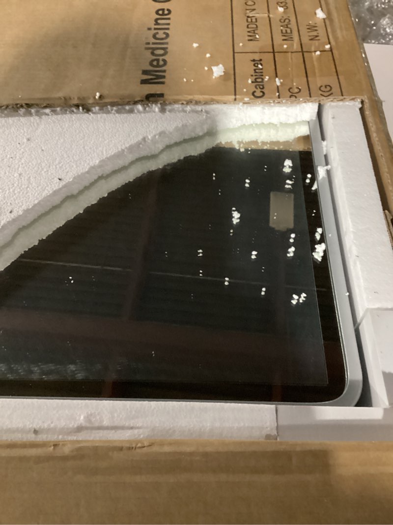 Condition photo showing Good Condition for Bathroom Medicine Cabinet with Mirror 24x30Inch, Silver Medicine Cabinet Recessed or Surface Wall-Mounted, Mirrored Cabinets with Sturdy Metal Adjustable Shelves for Bathroom Vanity Silver 24*30inch