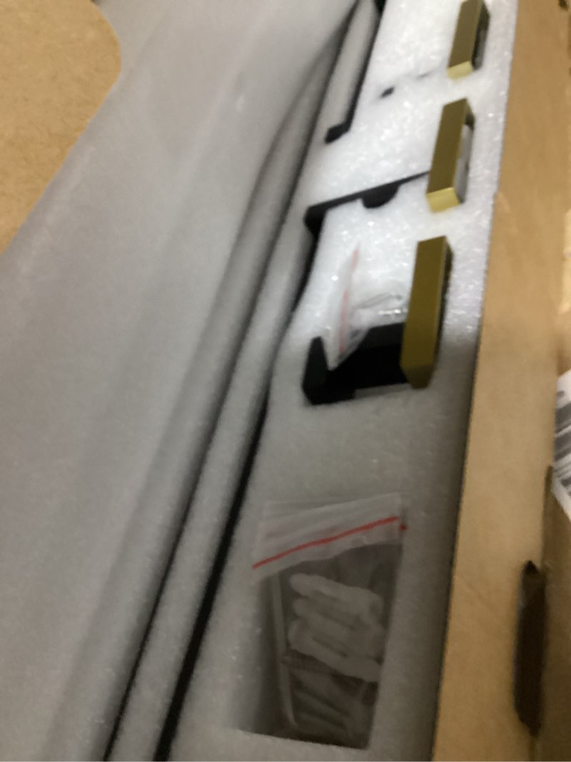 Condition photo showing As Is for turs 5-piece bathroom hardware set black and gold towel bar sets include 24 inch towel bar hand towel holder toilet paper holder and 2 towel hooks,stainless steel wall mounted black&gold