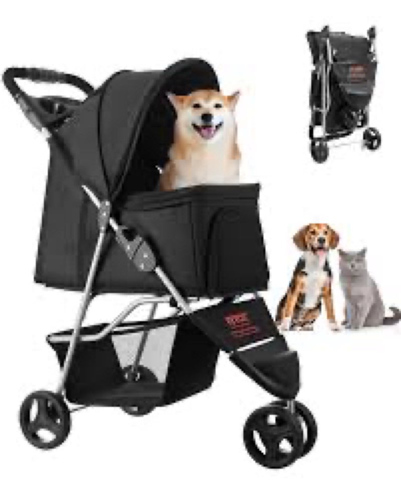 vevor pet stroller, 35 lbs weight capacity, foldable dog stroller cart, 4 wheels cats strollers with