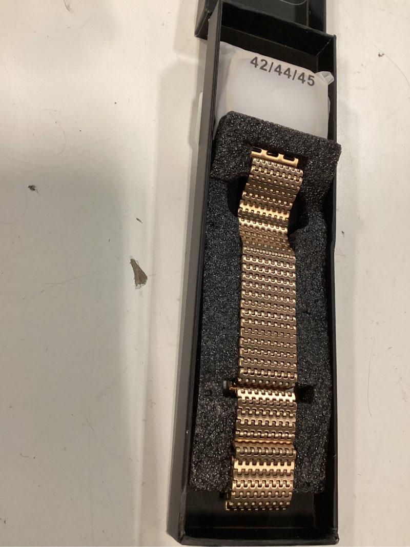 Condition photo showing New/Like New for fullmosa compatible with apple watch bands 45mm 44mm 42mm for men women, stainless steel mesh loop magnetic clasp iwatch band with tpu case for apple watch series 9 8 7 6 5 4 3 2 1 se3/2/1, rose gold rose gold 45mm 44mm 42mm(s9-1/se3-1)
