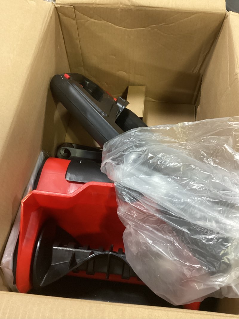 Condition photo showing Good Condition for Cordless Snow Shovel Compatible with Milwaukee 18V Battery, 12" Electric Snow Blower with 20FT Max Throw & Adjustable Handle & Safety Switch, Snow Thrower for Driveway, Deck, Patio, Steps (Tool Only) Red