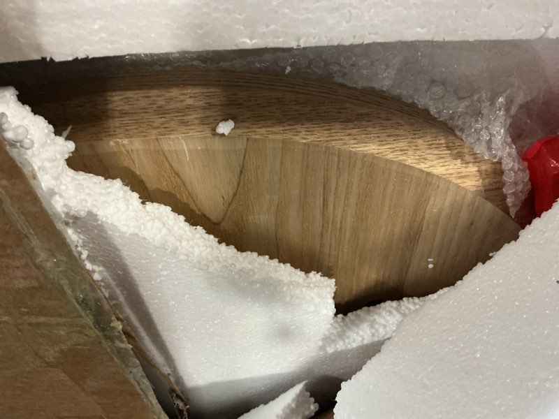 Condition photo showing Good Condition for honyee modern oval coffee table, small coffee tables for living room - oak wood top with solid legs, wooden center table easy assembly for living room &bedroom,office, natural 39.3 inches x 23.6 inches x 16.5 inches