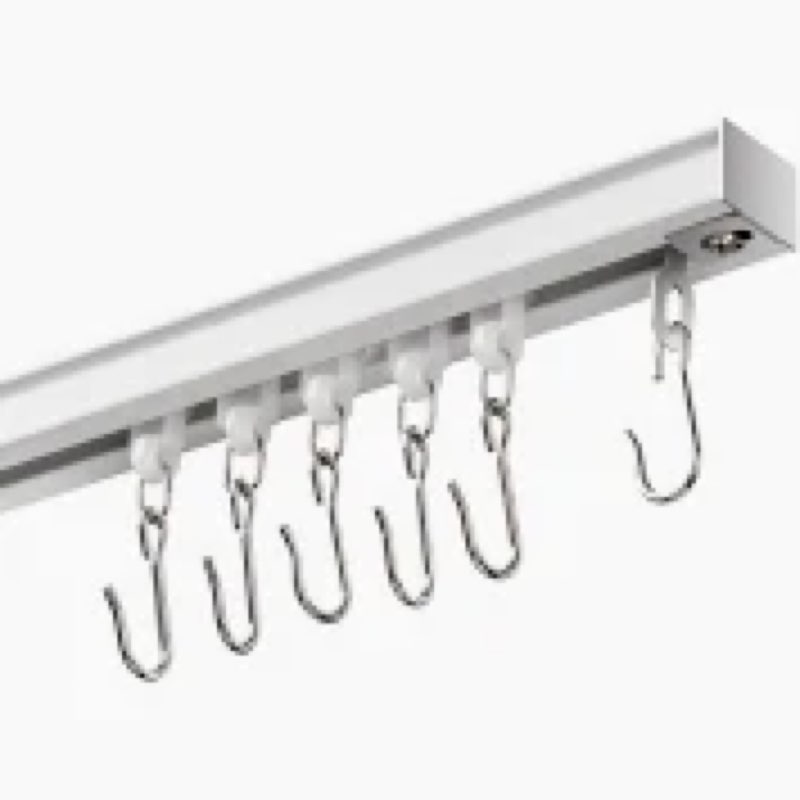 Ceiling Curtain Track, Curtain Track with Roller Hooks, 9ft - 12ft Ceiling Mounted Rail Set for Room