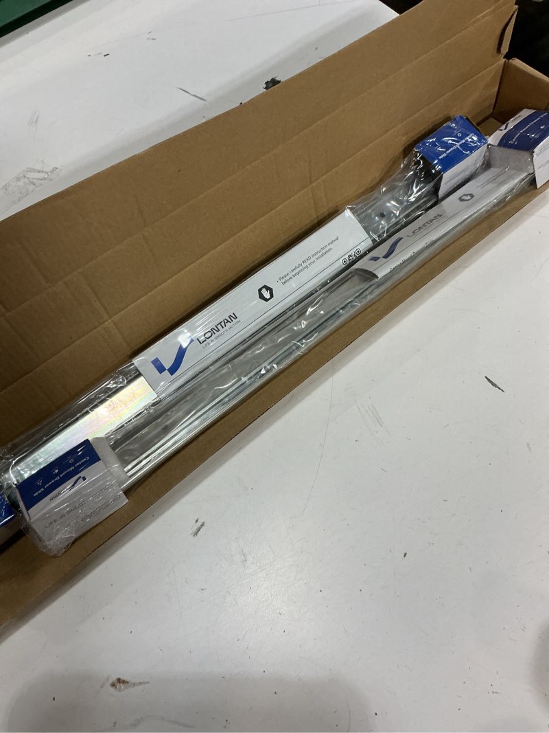 Condition photo showing New/Like New for LONTAN 2 Pcs Center Mount Drawer Slides Bottom Mount for Cabinet and Dresser 20 Inch Heavy Duty Drawer Rails 15.12" Extension Glide Track 20 Inch 2