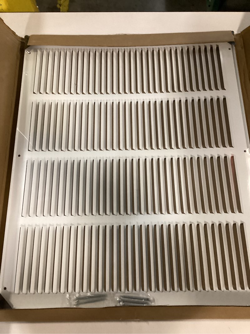 Condition photo showing New/Like New for Fits 20x16 Duct Opening Stamped Steel Return Air Grille Vent Cover Grille for Sidewall and Ceiling in White Surface Dimensions: 21.75"W X 17.75"H (20" W x 16" H Duct Opening)