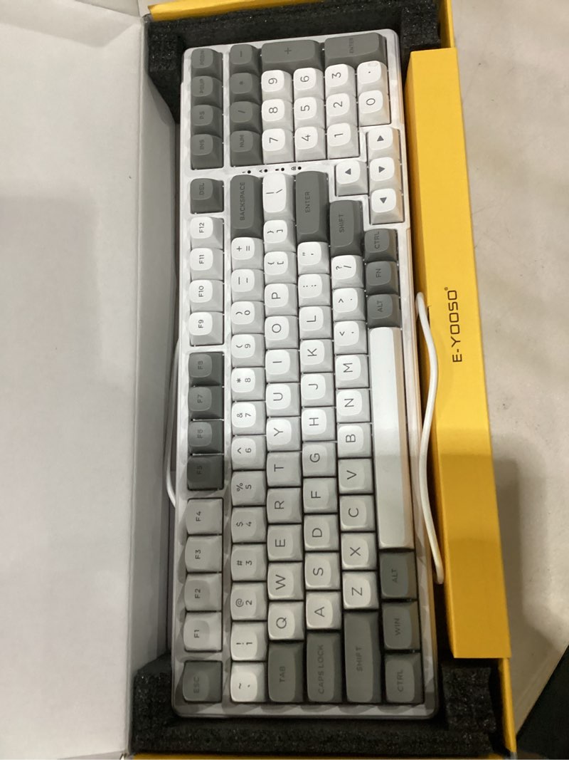 Condition photo showing As Is for huo ji z-99 wired mechanical keyboard, creamy sound, hot swappable pre-lubed linear switches, gasket structure with sound dampening foam, rgb backlit, 99 keys custom gaming keyboard for pc/mac,gray