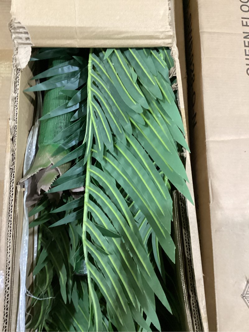 Condition photo showing Good Condition for erimda 6.2ft artificial phoenix palm tree artificial plants indoor outdoor large faux coconut silk palm tree tropical fake tree faux sago palm plant for modern farmhouse yard outside patio poolside 6ft 2in golden cane palm tree